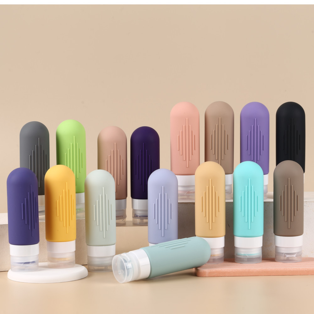Travel accessories container set 90ml travel bottle 4 pack Empty silicone travel toiletries bottle kit