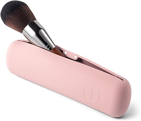 Travel Makeup Brush Holder - Silicon Make Up Brush Case with Magnet Closure, Compact Brush Bag Travel Essentials