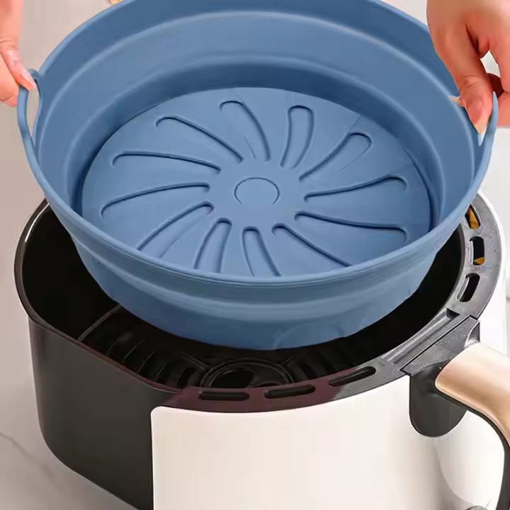 Food Safe Silicone Baking Pan Tray Basket BPA Free Reusable Silicone Air Fryers Liner For Air Fryer